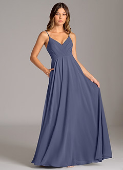 Azazie Amani Vestidos de damas de honor Vestido de Tormenta de Gasa de Corte en A con Plisado image6