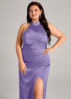 Azazie Jemma Abiti da Damigella Abito Tubino in Raso Elasticizzato Plissettato Tahiti image8