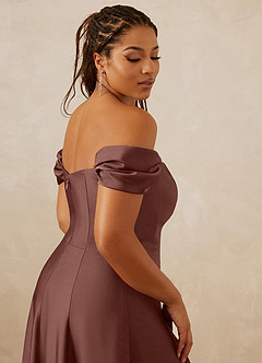 Christian Siriano Bridal for Azazie 1002 Bridesmaid Dresses Espresso A-Line Off the Shoulder Stretch Satin Convertible Dress image10