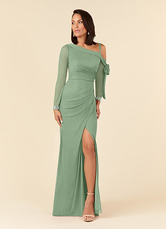 Azazie Marna Abiti per la Madre della Sposa Abito Tubino in Maglia Monospalla Matcha image1