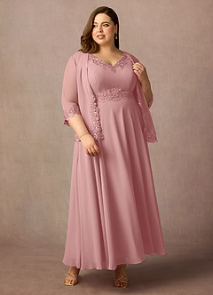 Azazie Devana Mère de la mariée Robes Robe Trapèze en Mousseline de soie Sequins Rose Poussiéreuse image11
