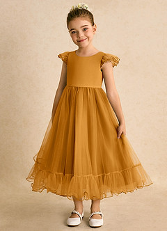 Azazie Phebs vestidos de niña de las flores Vestido de Caramelo de Tul de Corte En A image1