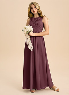 Azazie Skyla Junior A-Linie Plissee Chiffon Kleid Sangria image5