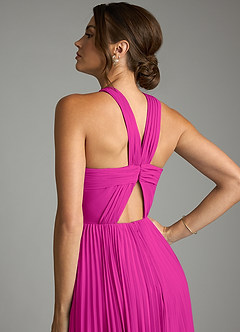 Azazie Afra Bridesmaid Dresses Fuchsia A-Line Pleated Chiffon Dress image6