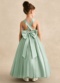 Azazie Peanut Flower Girl Dresses Agave A-Line Strap Tulle Dress image1