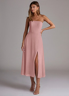 Azazie Wren Bridesmaid Dresses Dusty Rose A-Line Strapless Chiffon Dress image1