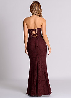 Azazie Sorrel Vestidos de madrinha de casamento Vestido Cabernet de Esgotamento Floral de sereia com Espartilho image2