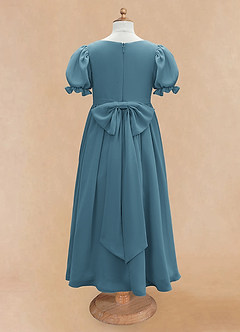 Azazie Joss Robe Demoiselle D'honneur Fillette Robe Trapèze en Mousseline de soie avec manches Bermude image6