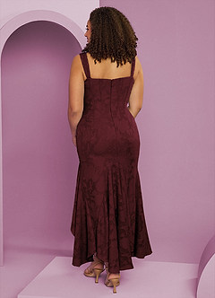 Barbie ♥ Azazie Bridesmaid Dresses Cabernet Sheath Side Slit Floral Burnout Dress image11