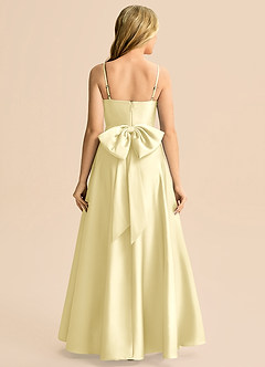 Azazie Rumi Junior Linia A Pofałdowany Satyna elastyczna Długość podłogi Młodsza druhna Sukienka image2