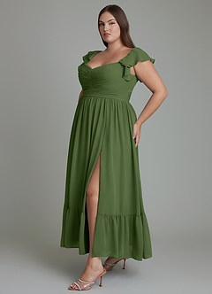 Azazie Anaya Bridesmaid Dresses Olive A-Line Sweetheart Neckline Chiffon Dress image12