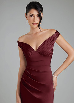 Azazie Stella Bridesmaid Dresses Cabernet Sheath Corset Stretch Satin Convertible Dress image7