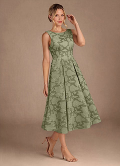 Azazie Fulton Kleider für die Brautmutter A-Linie Plissee Blumen-Burnout Kleid Pistazie image2