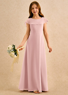 Azazie Kittie Girls Formal Jurken voor bloemenmeisjes A-lijn Jurk van Chiffon Poederroze image1