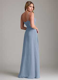 Azazie Terese Bridesmaid Dresses Dusty Blue A-Line Pleated Chiffon Dress image2