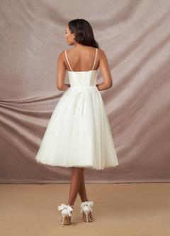 Azazie Gelsey Wedding Dresses A-Line Sweetheart Neckline Tulle Knee-Length Dress image6