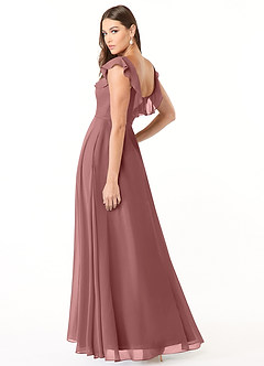 Azazie Jinny Bridesmaid Dresses Desert Rose A-Line Square Neckline Ruched Chiffon Dress image4