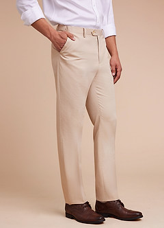 front Carter Tan Cotton Linen Blend Dress Pants