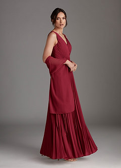 Azazie Kris Mother of the Bride Dresses Burgundy A-Line Sequins Chiffon Dress image3