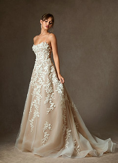 Azazie Alyson Abiti da Sposa Abito Principessa in Pizzo Diamante Bianco Nudo image5