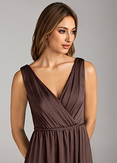 Azazie Tanicia Brudtärnklänningar Klä av A-Linje i Stretch Satin Plisserad Ganache image6