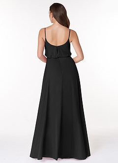 Azazie Lupe Final Sale Black A-Line Scoop Blouson Chiffon Dress image2