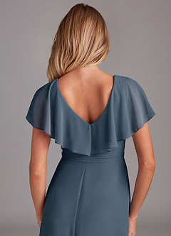 Azazie Lainey Bridesmaid Dresses Neptune A-Line with Pockets Chiffon Dress image2