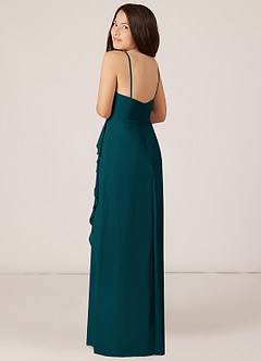 Azazie Kaylee Junior Pine A-Line with Belt Chiffon Dress image5