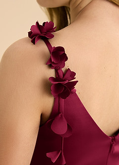 Azazie Gumdrop Junior Empire Plissee Stretch-Satin Kleid Burgunderrot image8