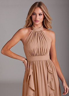 Azazie Avary Brautjungfernkleider A-Linie Plissee Chiffon Kleid Champagner Rosa image6