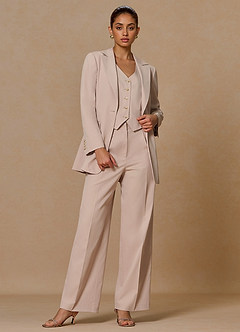 front Margaret Gelbbraun Zweiteiliger Anzug aus Baumwoll-Leinen-Mischgewebe