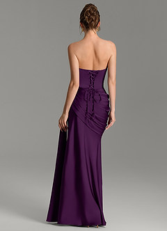 Azazie Zorah Vestidos de damas de honor Vestido Uva de Satén Elástico de Corte Sirena Convertible con Corsé image6