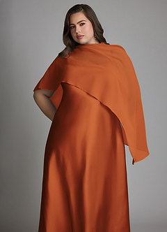 Azazie Jaleesa Bridesmaid Dresses Cinnamon Sheath High Neck Stretch Satin Dress image13