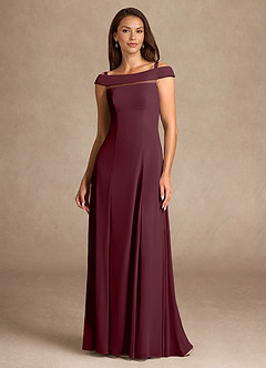 Azazie Ewa Mother of the Bride Dresses Cabernet A-Line Off the Shoulder Mesh Dress image5