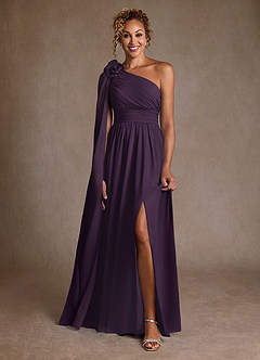 Azazie Lancaster Moeder van de bruid jurken A-Lijn Jurk van Chiffon One-Shoulder Pruim image1