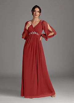 Azazie Gypsy Mother of the Bride Dresses Rust A-Line V-Neck Sequins Chiffon Dress image1