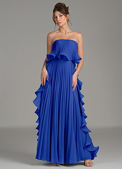 Azazie Alexia Bridesmaid Dresses Royal Blue A-Line Ruched Chiffon Dress image1