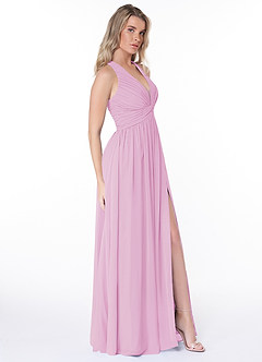 Azazie Jaclyn Bridesmaid Dresses Candy Pink A-Line Pleated Chiffon Dress image4