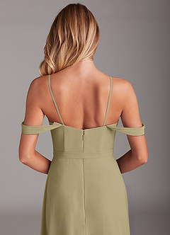 Azazie Aaron Bridesmaid Dresses Moss Green A-Line Off the Shoulder Chiffon Convertible Dress image9