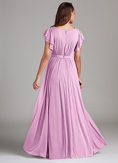 Azazie Daphne Modest Bridesmaid Dresses A-Line Ruched Mesh Floor-Length Dress image2
