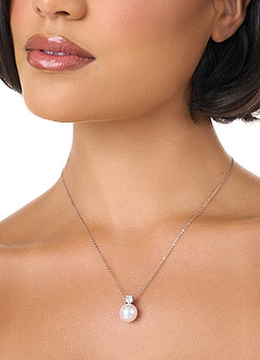 Pearl And Rhinestone Pendant Necklace