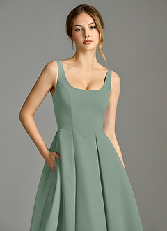 Azazie Amalie Bridesmaid Dresses Silver Sage A-Line Pleated Chiffon Dress image7