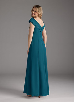 Azazie Cupid Abiti per la Madre della Sposa Abito A-Line in Chiffon in Pizzo con Scollo a Barca Blu Inchiostro image2