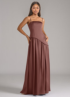 Azazie Adeline Bridesmaid Dresses Espresso A-Line Strapless Stretch Satin Convertible Dress image7