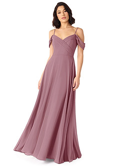 Azazie Tancie Bridesmaid Dresses Vintage Mauve A-Line Off the Shoulder Chiffon Convertible Dress image1