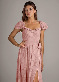 Azazie Aricella Bridesmaid Dresses Rosette A-Line Corset Floral Burnout Dress image6