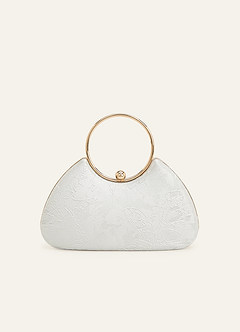 front Jacquard Floral Ring Handle Handbag