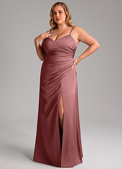 Azazie Azuree Brautjungfernkleider A-Linie Plissee Stretch-Satin Kleid Amethyst image9
