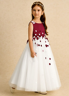 Azazie Eleni Sukienki dla dziewczynek sypiących kwiaty Suknia balowa Ukłon Tiul Długość kostki Sukienka image6