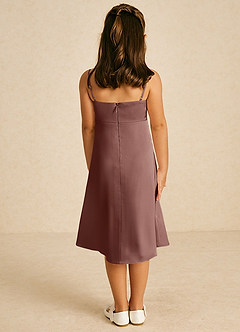Azazie Zuzu Robe Demoiselle D'honneur Fillette Robe Trapèze en Satin extensible Bretelles spaghetti Expresso image2